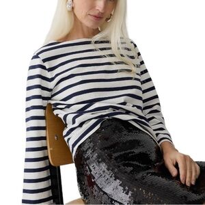 J.Crew 100% cotton striped top size XS blue and white classic fit